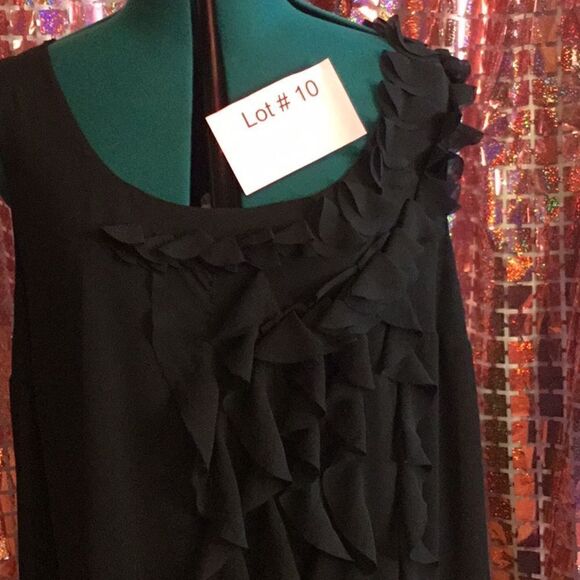 LANE BRYANT black dress with ruffled front, sleeveless, size 20 - Picture 3 of 13